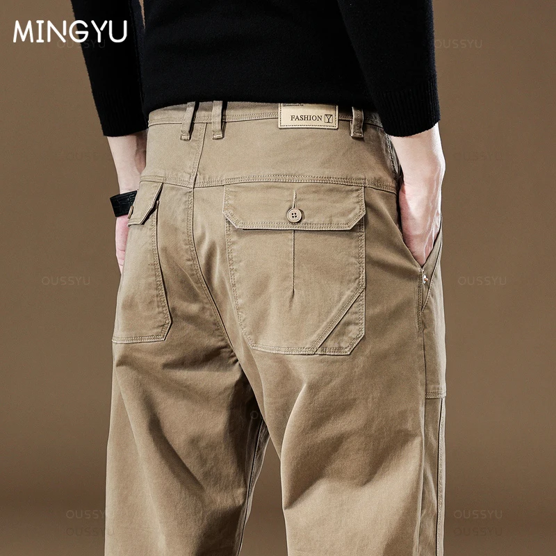 

MINGYU Brand Clothing New Cargo Pants Men 97%Cotton Thick Outdoors Work Wear Khaki Casual Pant Wide Korean Jogger Trousers Male