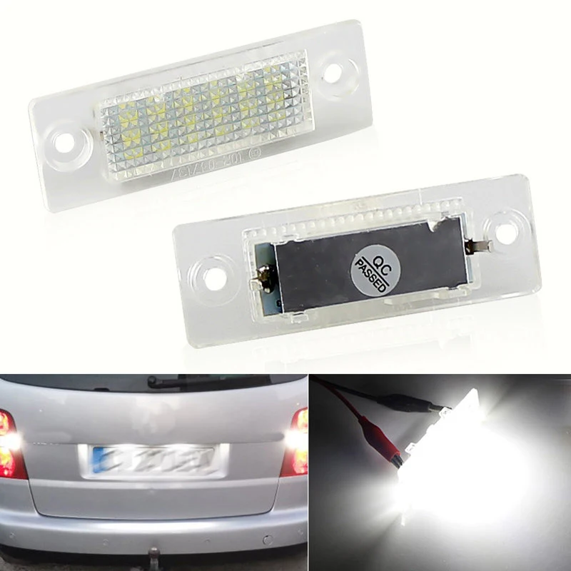 2pcs For Volkswagen VW TRANSPORTER T5 CADDY TOURAN Golf Passat Super Bright Car LED License Number Plate Light Lamp White Canbus