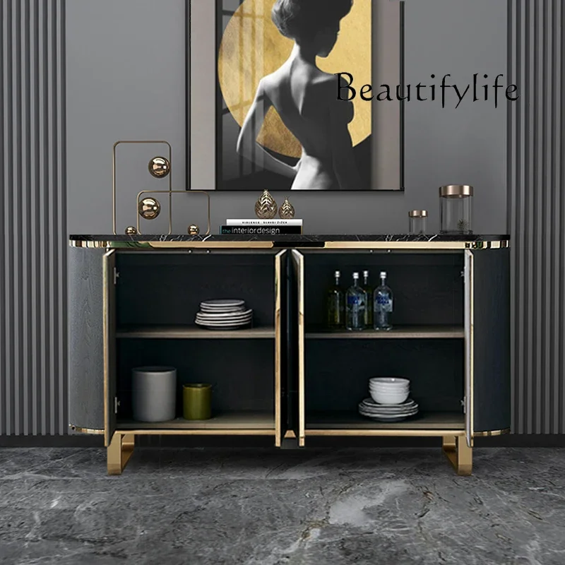 

Italian Minimalist Home Curio Cabinet Light Luxury Dining Side Storage Cabinet Marble Storage Entrance Cabinet