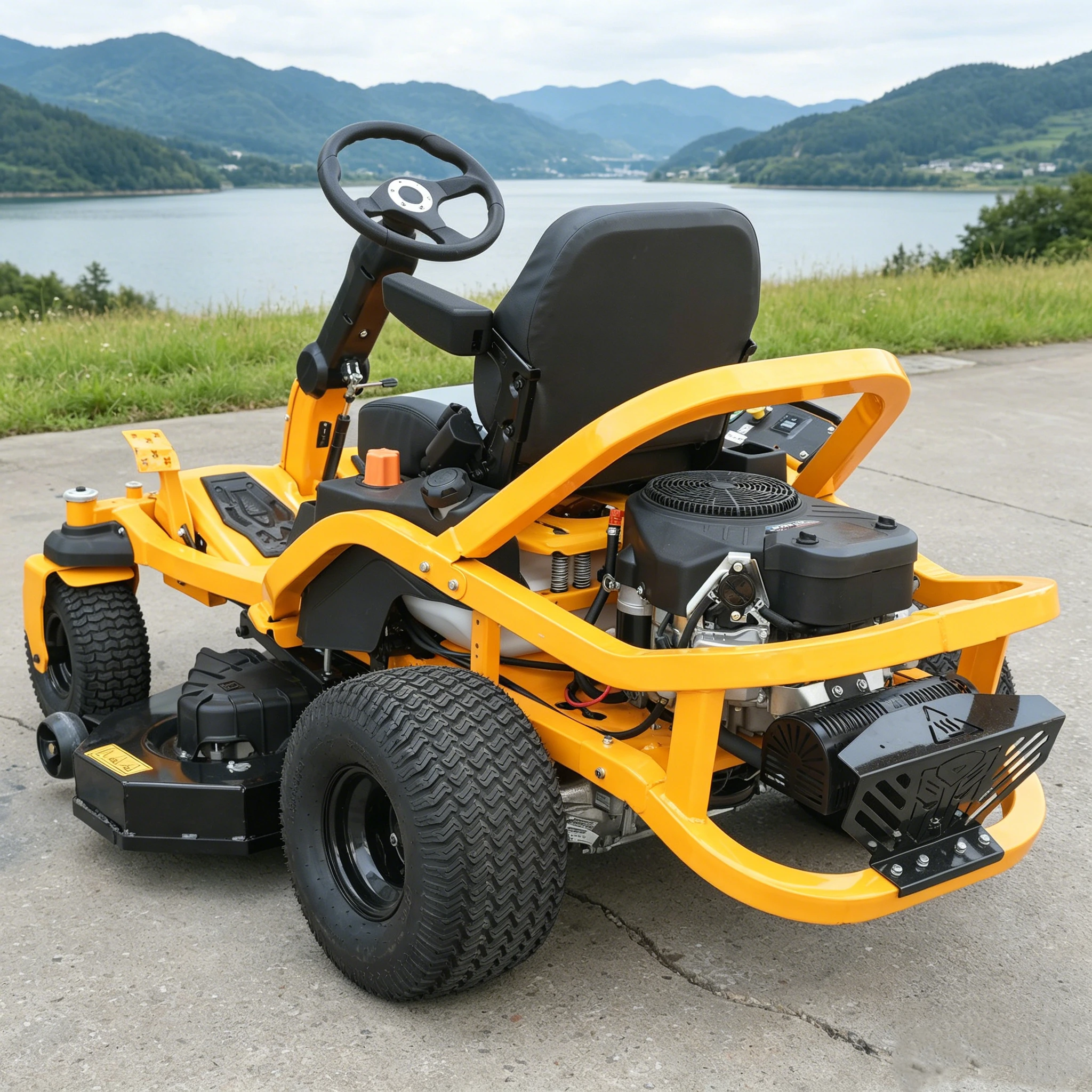 Electric Start Riding Lawn Mower 42-Inch Deck Size High Performance Battery Powered Garden Mower Machine