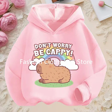 

Fall and Winter Outdoor Leisure Sports Children's Hooded Sweatshirt Cartoon Fun Capybara Cute Print Boys and Girls Soft Hoodie
