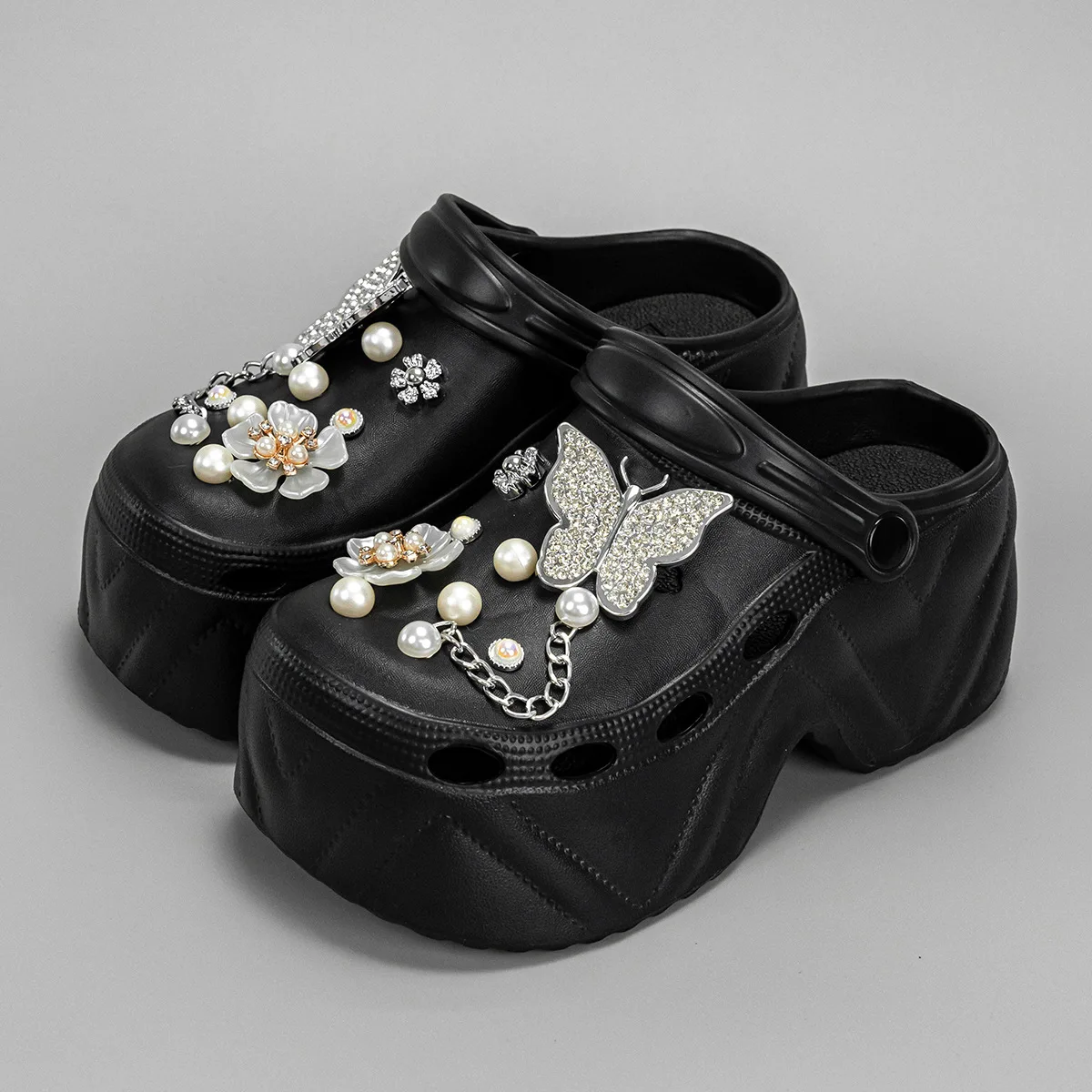 9 cm klobige Plattform-Clogs-Schuhe für Damen, dicker Boden, rutschfeste Strandsandalen, Damen-Sommermode, Keile, EVA-Sandalen, Hausschuhe