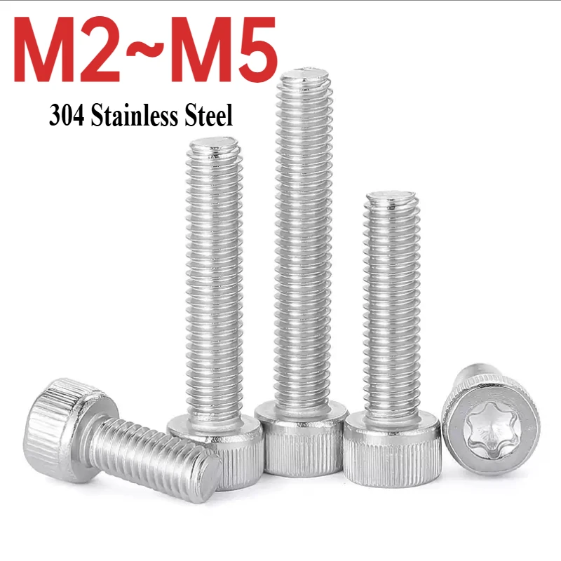 

304 Stainless Steel Six-Lobe Torx Cap Head Screws M2 M2.5 M3 M4 M5 Torx Socket Head Bolts
