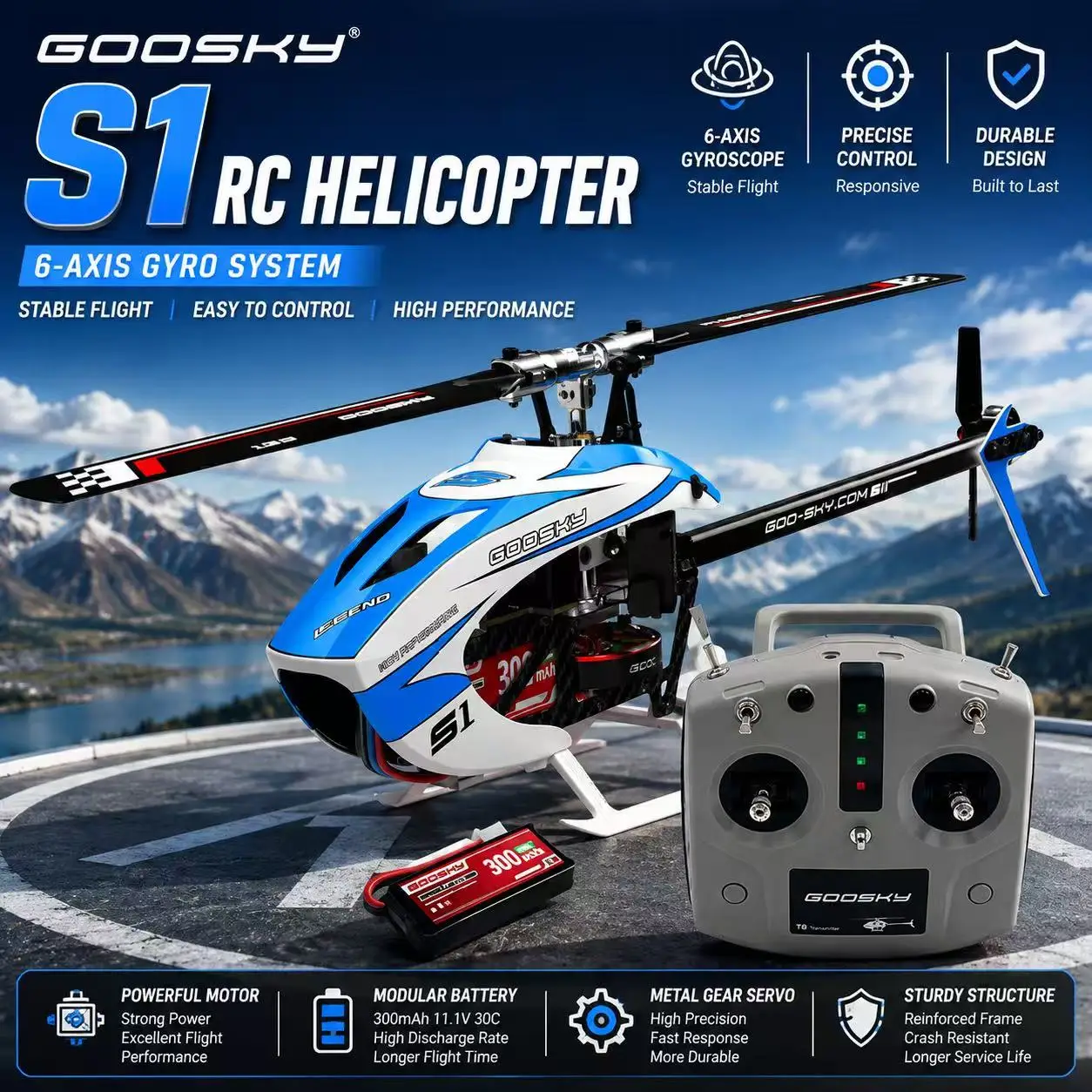 GOOSKY S1 RC Helicopter Model, Professional 3D Aerobatic Stunt RC Helicopter Aircraft