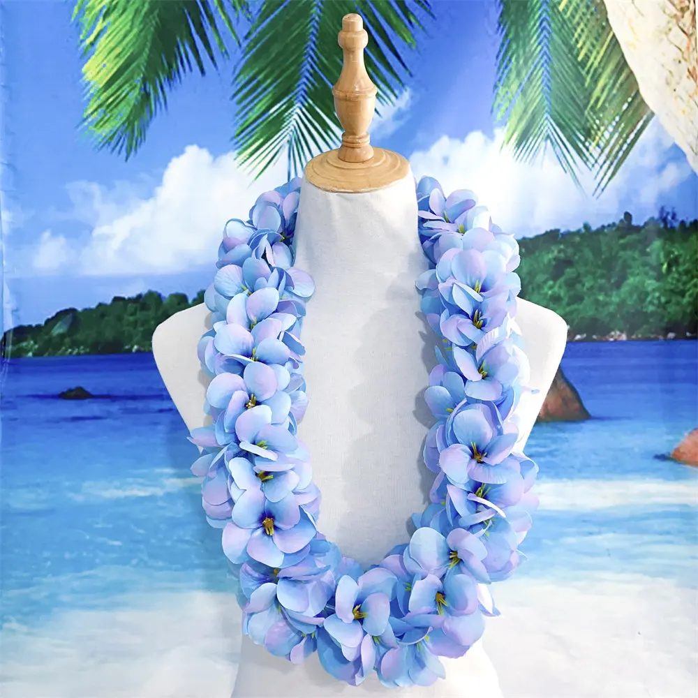 Hete Verkoop 100 Cm Kunstmatige Zijde Plumeria Lei Bloem Hawaiian Leis Handgemaakte Ketting Voor Hula Dance Hawaii Party Slinger