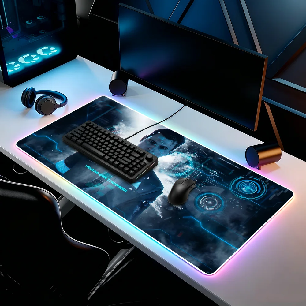 

Game D-Detroit Become Human Connor Mouse Pad RGB Led Gaming Bedroom Office Desk Non-Slip Mat Waterproof Large