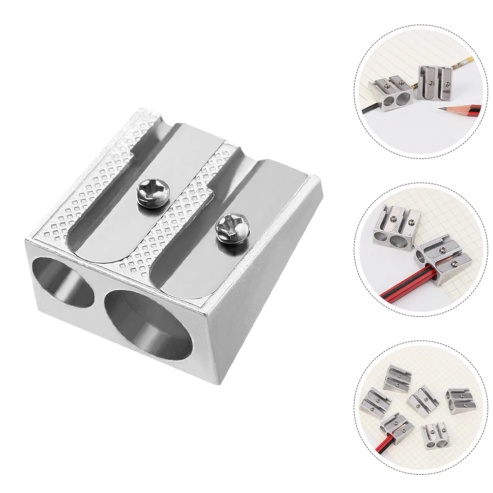 10 Pcs Double Hole Pencil Sharpener Carpenter Hand Held Small Bulk Sharpeners Aluminum Alloy Vintage Manual Pupils