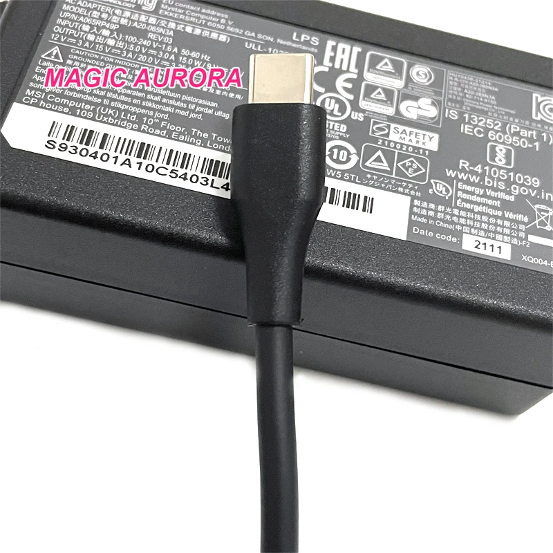 Imagem -05 - Original A20065n3a 65w tipo c Carregador 20v 3.25a Adaptador para Chicony Portátil Fonte de Alimentação