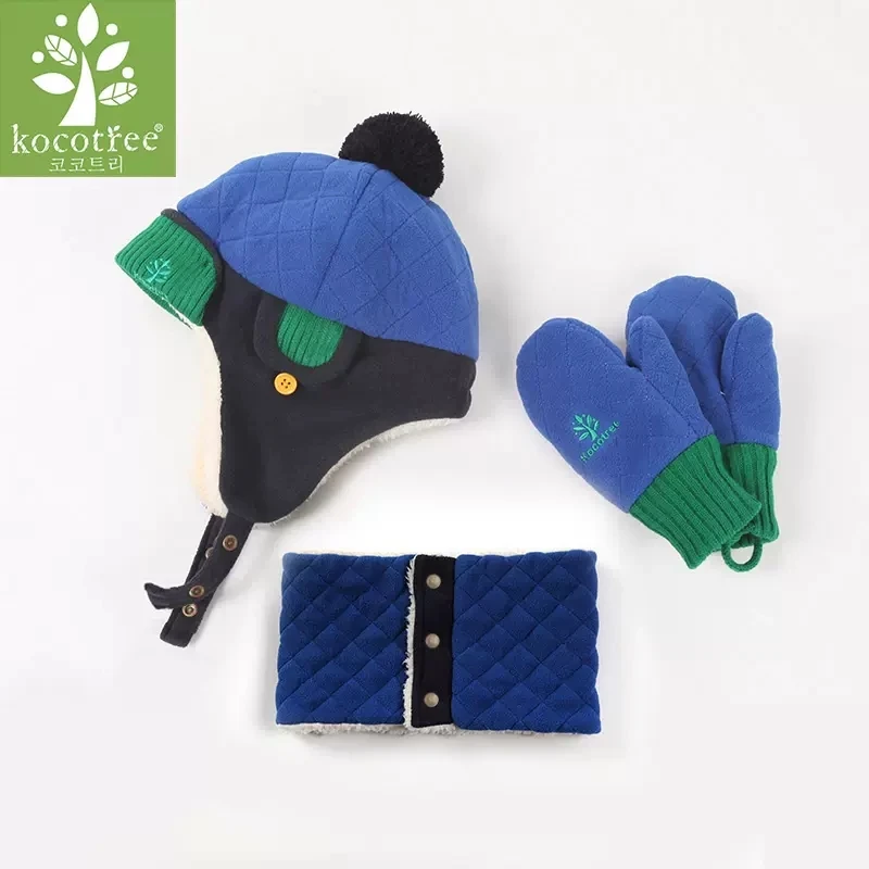 Warm Children Hat Scarf Gloves Set Autumn Winter Kids Ear Protection Warm Cap Boy Girl Soft Windproof Thickened Velvet Hats