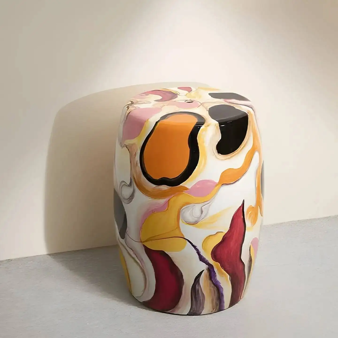 Room Living Retro Stool Creative Painted Ceramic Drum Stools Home Porch Shoe Bench Leisure Round Stool Sofa Side Table Ornaments