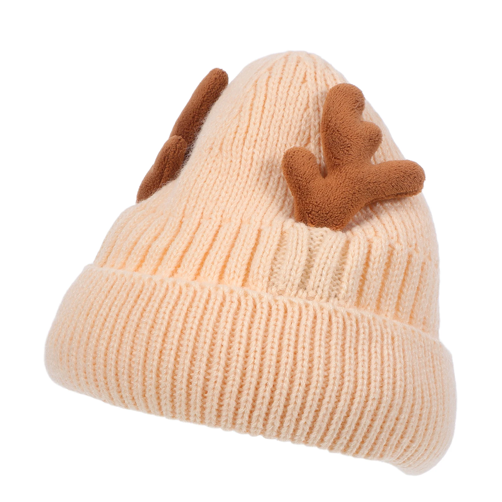 

1pc Christmas Antlers Knitted Hat Winter Warm Beanie For Outdoor Indoor Soft Cozy Headwear Lightweight Ear Protection Cap
