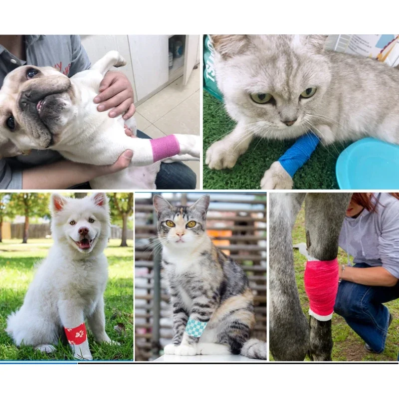 Pet Bandages Anti-fouling Devices Self-adhesive Elastic Bandage Outside Foot Protective Hair Free Cloth Straps for Cats and Dogs