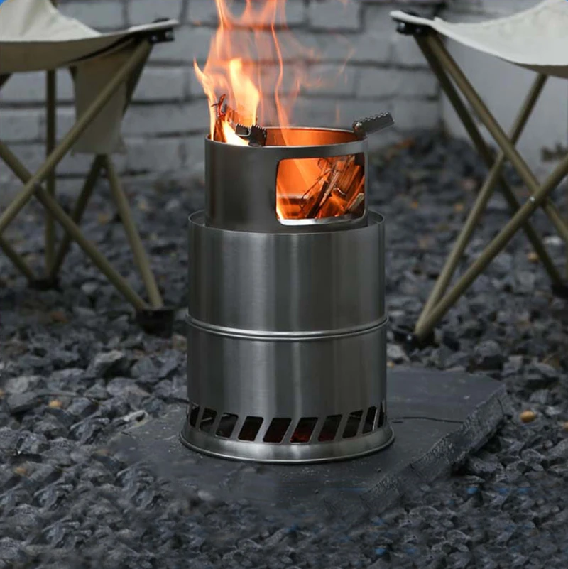 Vilead Camping Wood Stove Equipment Bushcraft Stainless Steel Portable Fire Heater Outdoor Tourist Burner Charcoal Grill Cooking