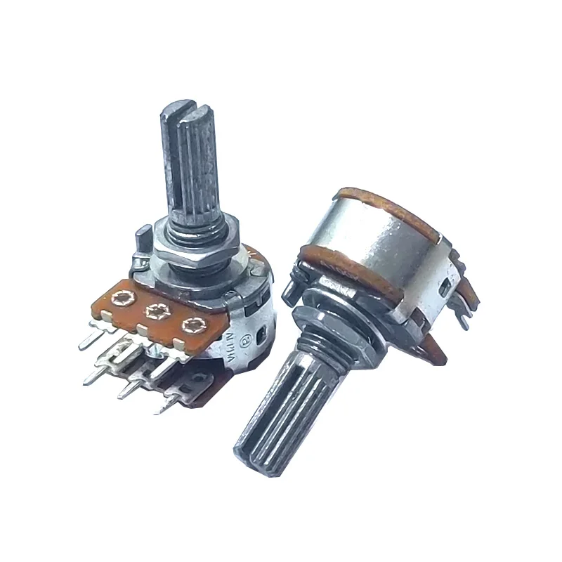 1pcs ALPHA RK163 A100KX2 Audio Dual-unit Rotary Potentiometer 6Pins 20mm Flowers shaft