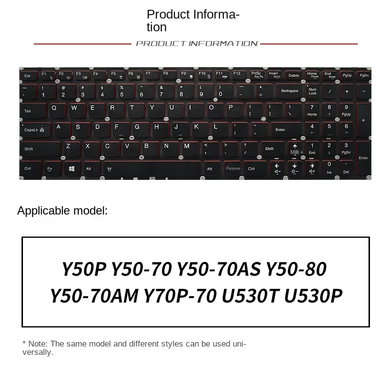 replace suit for Lenovo Y50P Y50-70 Y50-70AS Y50-80 Y50-70AM Y70P-70 Laptop keyboard With backlight