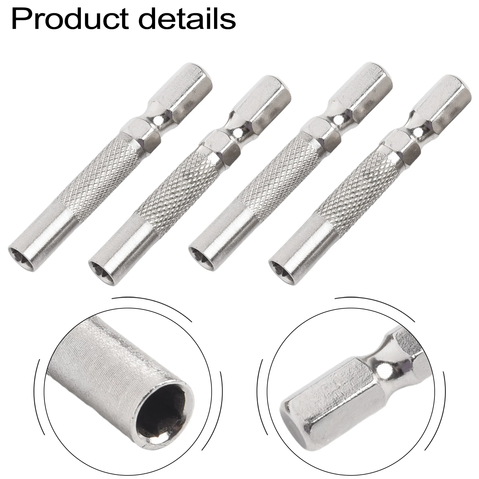 4 Stück Sechskantschaft 6,35 mm 1/4 Zoll Sechskant-Einsatzbit-Adapter auf 4 mm Elektroschrauber-Stecknusshalter Bit-Adapter Magnethalter – Detail 3