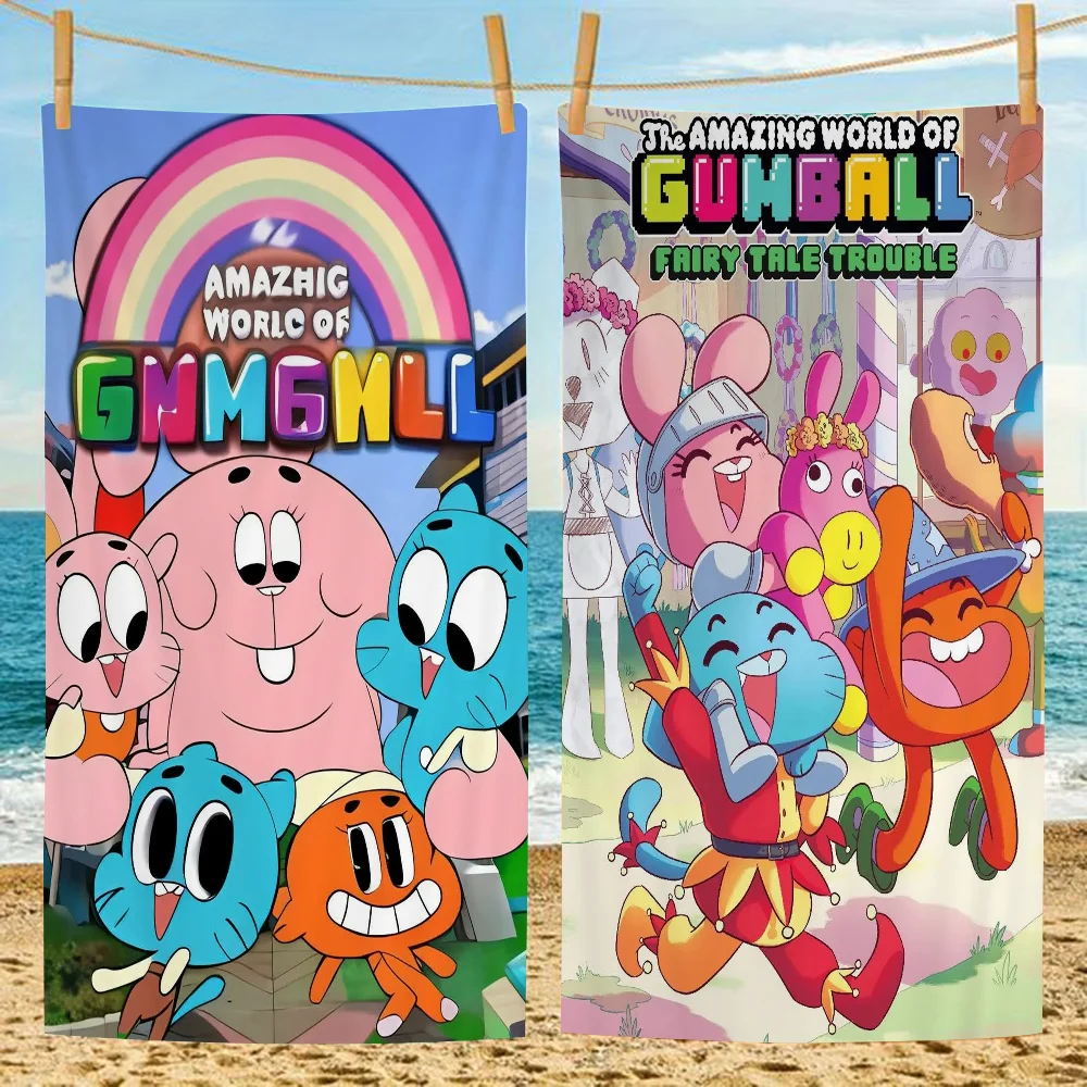 The Amazing Funny W-world Of Gumball Beach Towel Cartoon Cute Summer Kids Large Bath Pool Beach Towel Microfiber Absorbent