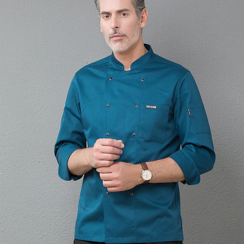 Chef Uniform For Men Women With Logo Restaurante Personalized Cook Clothes Shirt Sleeves Jacket Works Top Design Print Pattern
