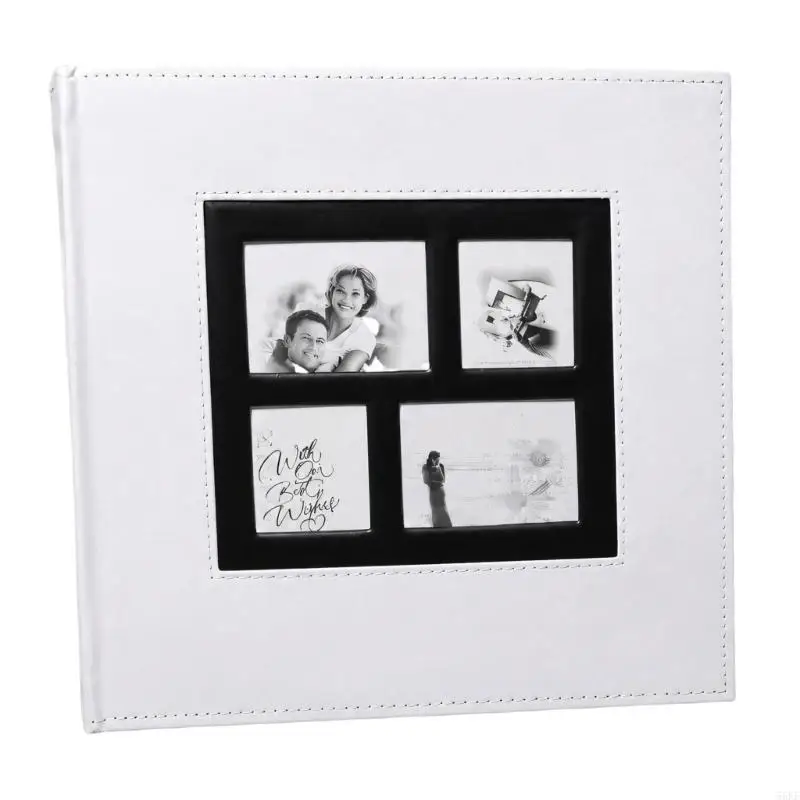 Large Capacity Photo Album with Plain-Textured PU Cover, Insert Sleeves, and Four Cover Displays for Organized Viewing 55KF