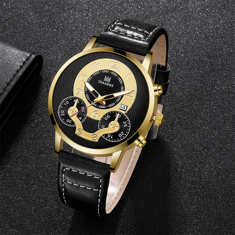 SHAARMS Mens Watches Top Brand Luxury Fashion Casual Business Quartz Watch Date Waterproof Wristwatch Relogio Masculino