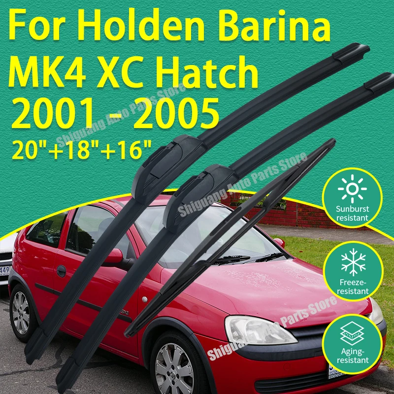 

Front Rear Silicone Coating Wipers for Holden Barina MK4 XC Hatch 2001 - 2005 Car Wiper Windshield Windscreen Blades Accessories