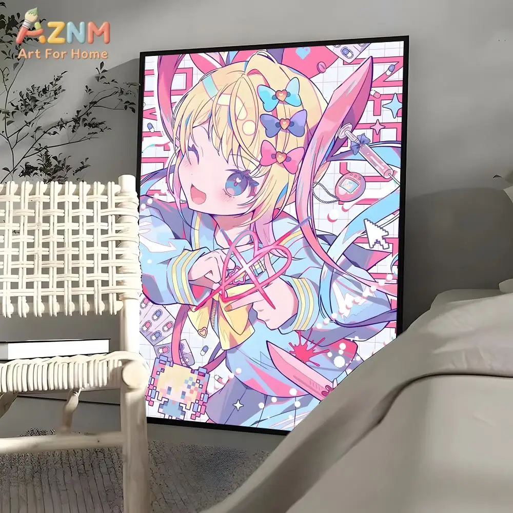 AZNM Needy Girl Overdose Ame-chan Canvas Wall Art Print, Cute Pastel Anime Aesthetic Poster for Bedroom Girls Room Home Decor, N