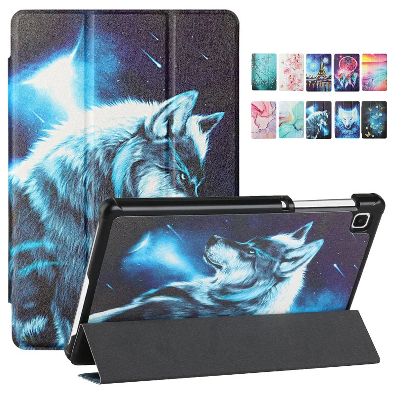 Wolf Animal Painted Tablet Funda For Samsung Galaxy Tab A7 Lite Case T220 T225 Tri-Fold Leather Case For Galaxy Tab A7 Lite 8.7