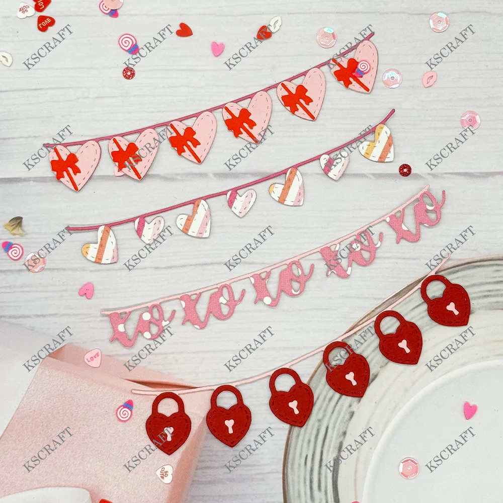 KSCRAFT Valentine Garlands Cutting Dies Stencils for DIY Scrapbooking Decorative Embossing DIY Paper Cards