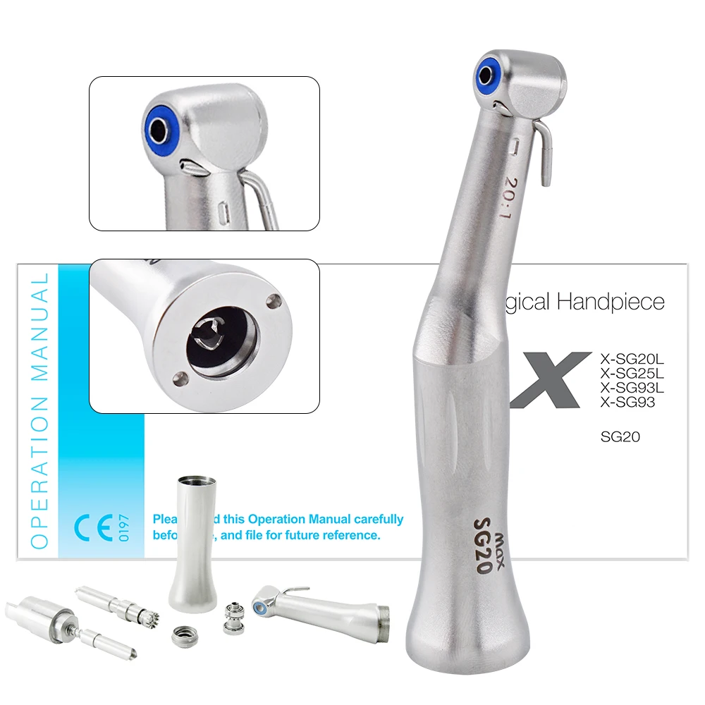 DEASIN De- MAX SG20 Dental Against Implant Angle 20/1 Low Speed Contra Angle Handpiece Odontologia Push Button Chuck Tools