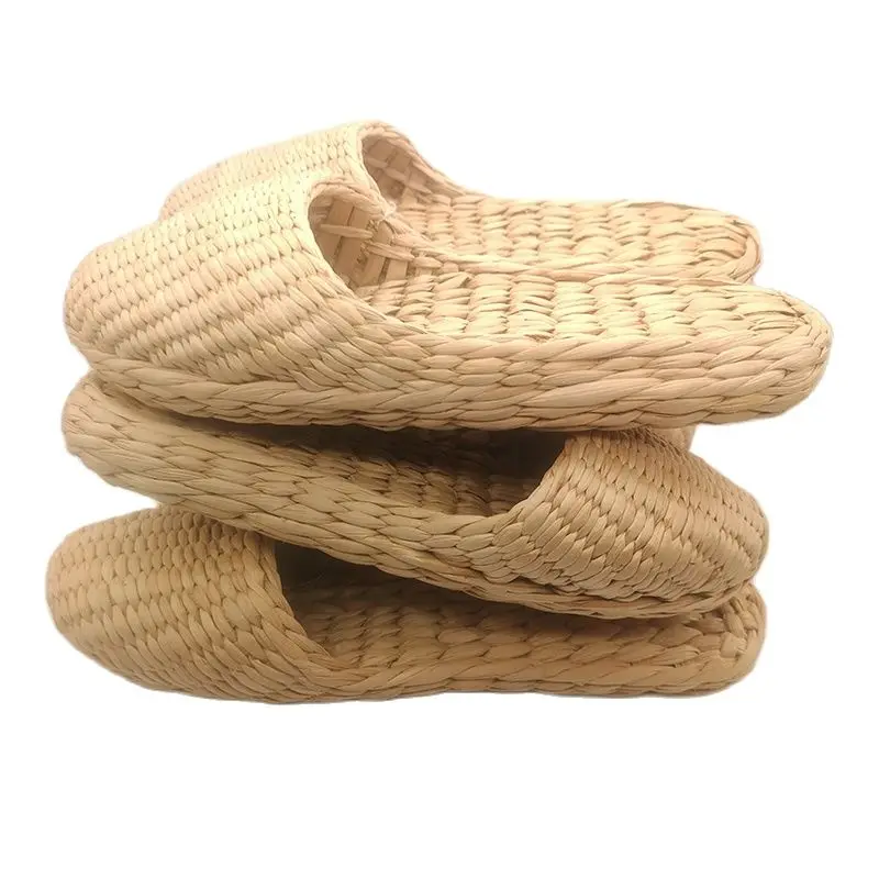 Jarycorn novo artesanal sapatos de palha amantes masculinos e femininos moda criativa casa chinelo natural proteção ambiental lazer