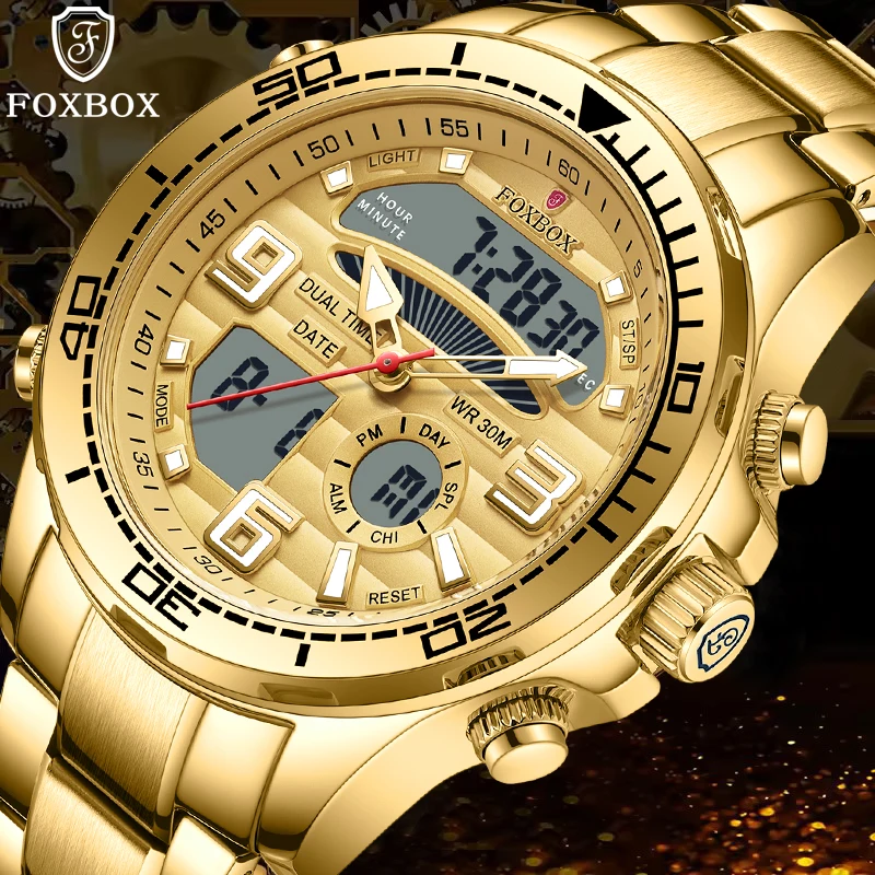 

Новые роскошные оригинальные спортивные часы с хронографом FOXBOX, модные военные часы для мужчин ​ Водонепроницаемые кварцевые наручные часы в подарок