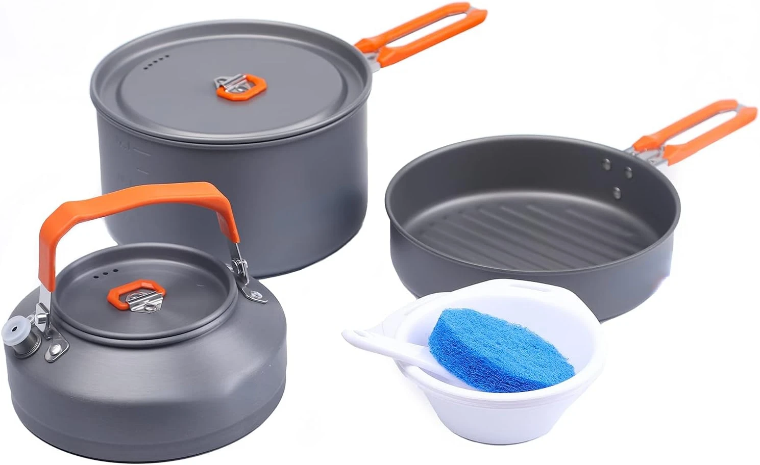 

Feast 4 Piece Camping Cookware Cookware Cookware Kit Outdoor Cookware Set with Pots, Kettle, Saucepans and Spatula for Hiking Fi