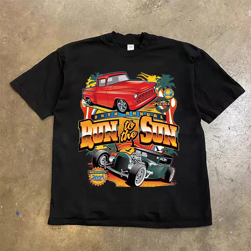 

It's Heavy and Opaque, All You Want Is The Car, The American Retro Short-sleeved T-shirt Trend Malbon