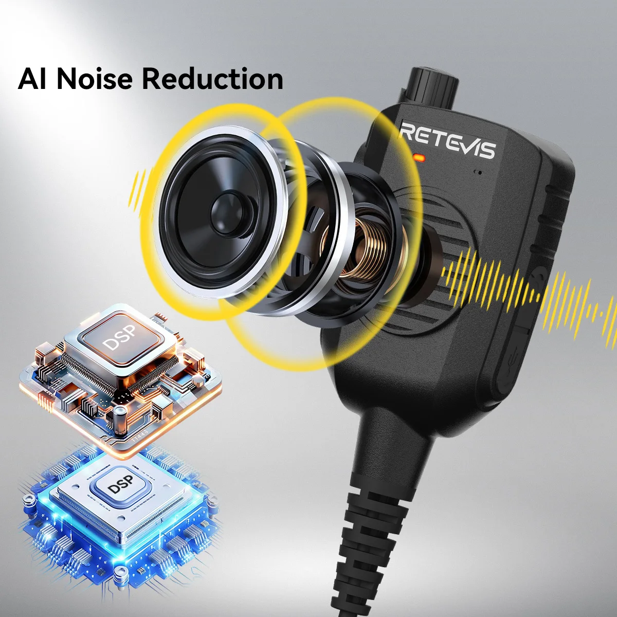 Retevis HK011 Funklautsprecher-Mikrofon 2-Pin AI Geräuschunterdrückendes Mikrofon Walkie-Talkie GP328plus Anschluss für HD1/HA2/H777/RT3S/RA89 – Detail 2