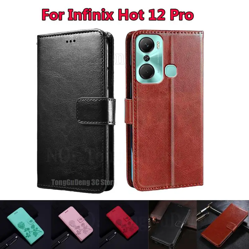 Leather Wallet Case For Celular Infinix Hot 12 Pro 5G 2022 Smartphone Etui Back Pouch on Infinix Hot 12 Pro X668 Cover Case Etui