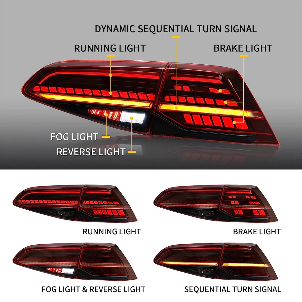 LED Tail Lights For Volkswagen VW Golf 7 MK7 Golf7.5 TSI STI 2013-2019 Rear Tail Lamps Assembly Sequential Turn Signal