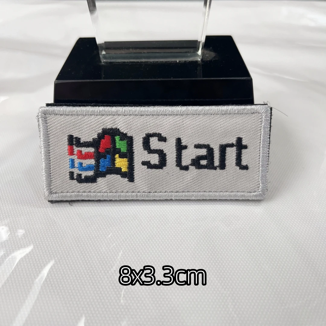 Win Window Key Embroidery Patches Functional Pixel Nostalgic Computer Start Logo Patches Tactical Backpack Stickers