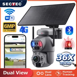 SECTEC Große 36X Zoom Objektiv Dual View Solar Batterie PTZ Solar Kameras Wifi Outdoor Überwachung Kamera Nachtsicht