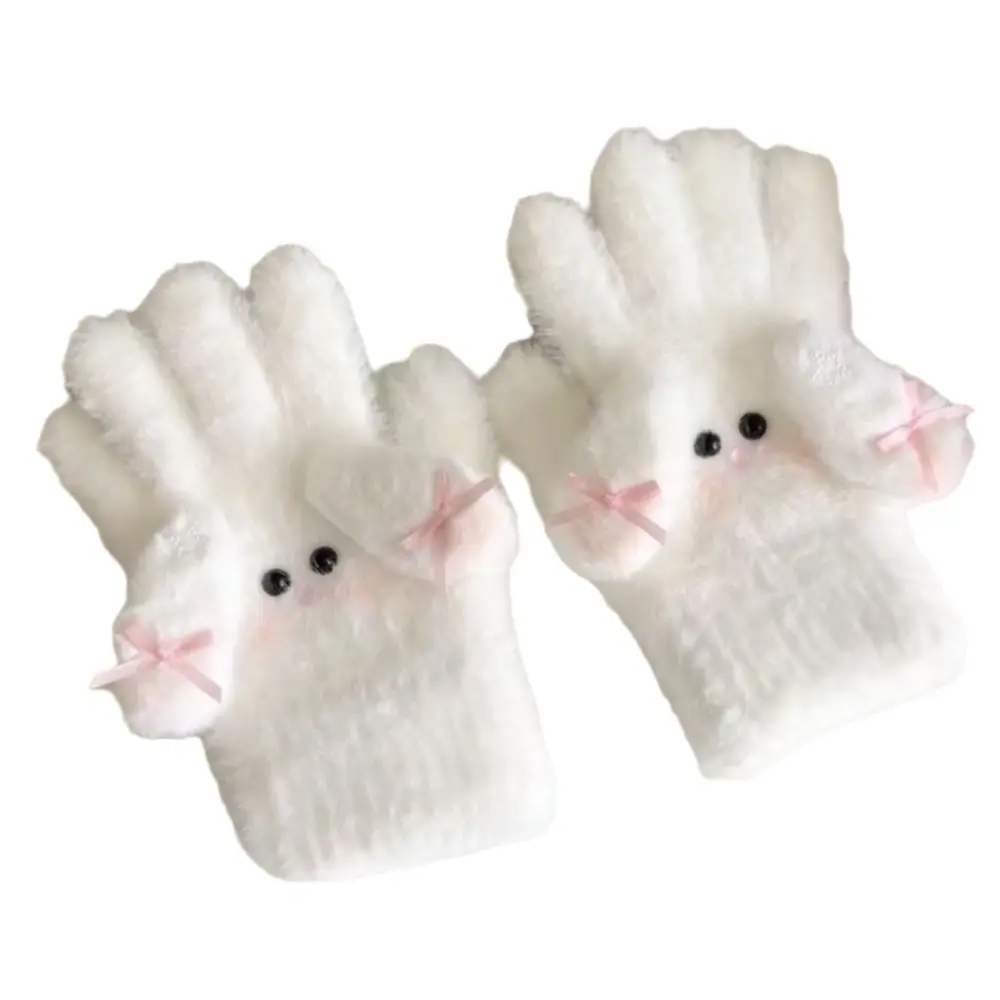 Cute Keep Warm Gloves Windproof Cold Protection Bow Mittens Cartoon Rabbit Cycling Gloves Women Girls