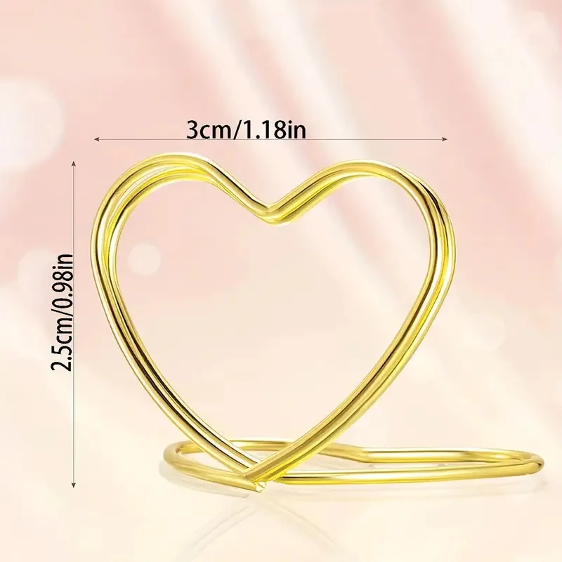 50/30pcs 금속 메모 홀더 심장 삼각형 테이블 장소 카드 홀더 사진 클립 카드 스탠드 웨딩 파티 연회 메시지 홀더