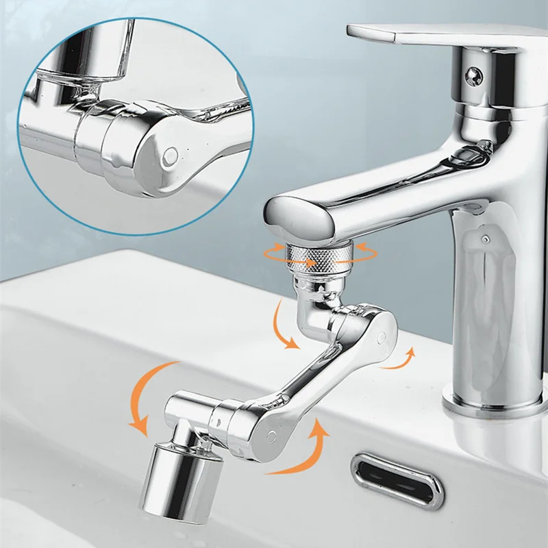 PULVERIZADOR DE grifo con rotación Universal de 1080 °, cabezal de doble efluente para lavabo de cocina, Robot de extensión de brazo, aireador,