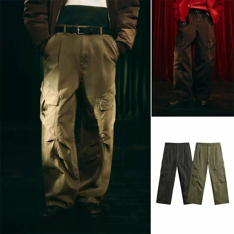 

Новое поступление весенней коллекции: мужские повседневные свободные брюки с эффектом потертости, модные молодежные брюки прямого кроя из смесового хлопка