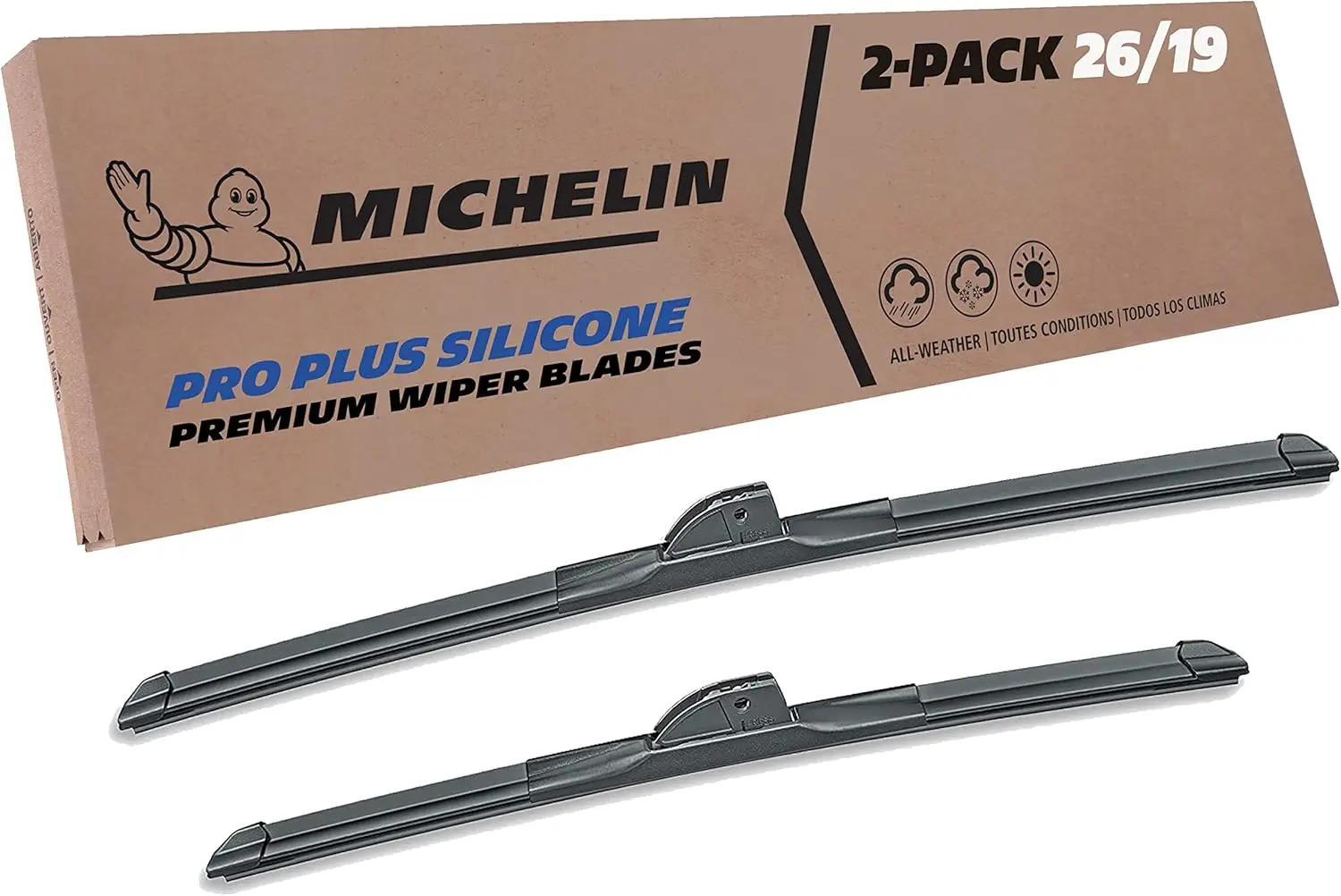 

Pro Plus Silicone Twin Pack Wiper Blades 26 & 19 inch for Honda, Toyota, Subaru, Acura, BMW, Chrysler