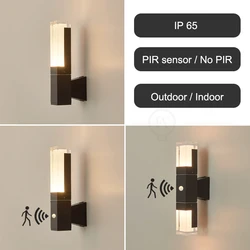 Luz LED ao ar livre com sensor Pir, lâmpada de parede impermeável, iluminação exterior, casa, porta, varanda, cerca, jardim, IP65