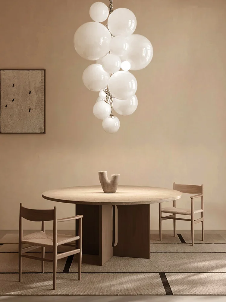 

Modern Large Hanging Chandeliers For Ceiling lustre Luxury Top Multiple white Glass Grape Ball for Villa Hotel Decoration