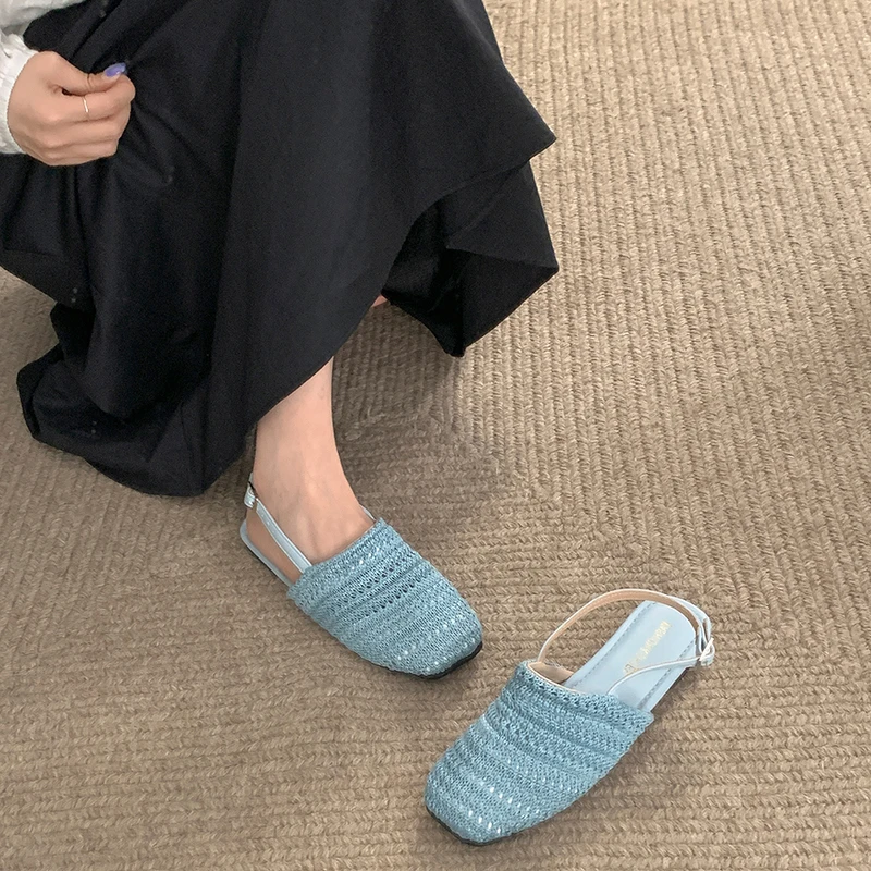 Retro Style Women's Summer Weave Cover Toe Gladiator Sandals Fashion Comfort Flats for Ladies