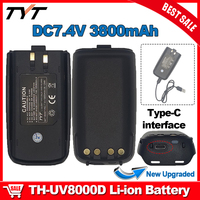 TYT TH-UV8000D Walkie Talkie Battery New Upgraded Support Type-C Charging Thicken Li-ion 3800mAh DC7.4V TH-UV8000E Batteries