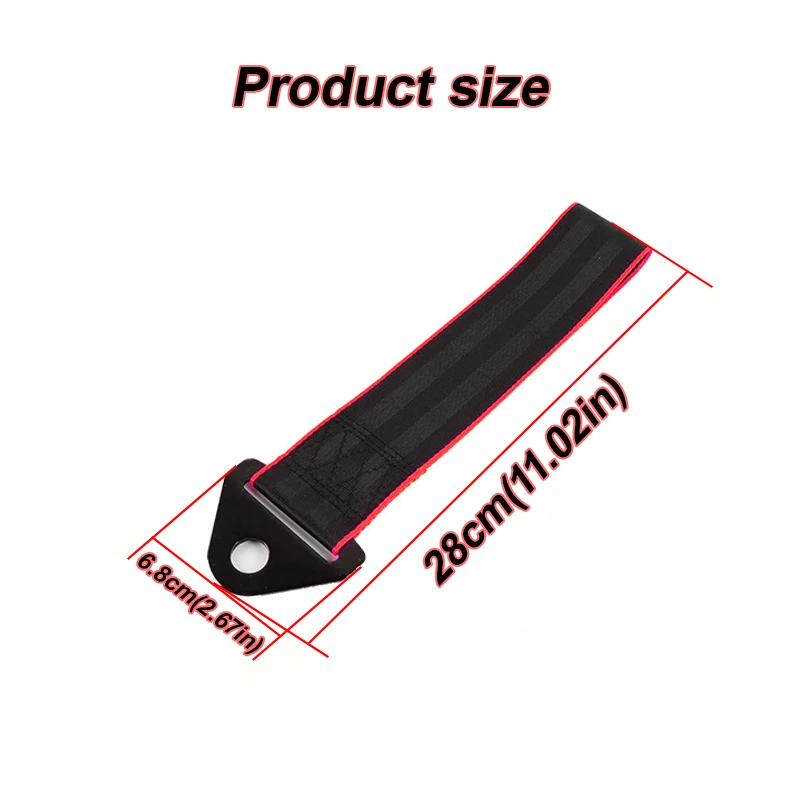 Nylon Car Trailer Tape 28cm(11.02in) Car Tow Rope 3 Colors Car Exterior Trim Tape Car Trim Tape Nylon+Steel Sheet