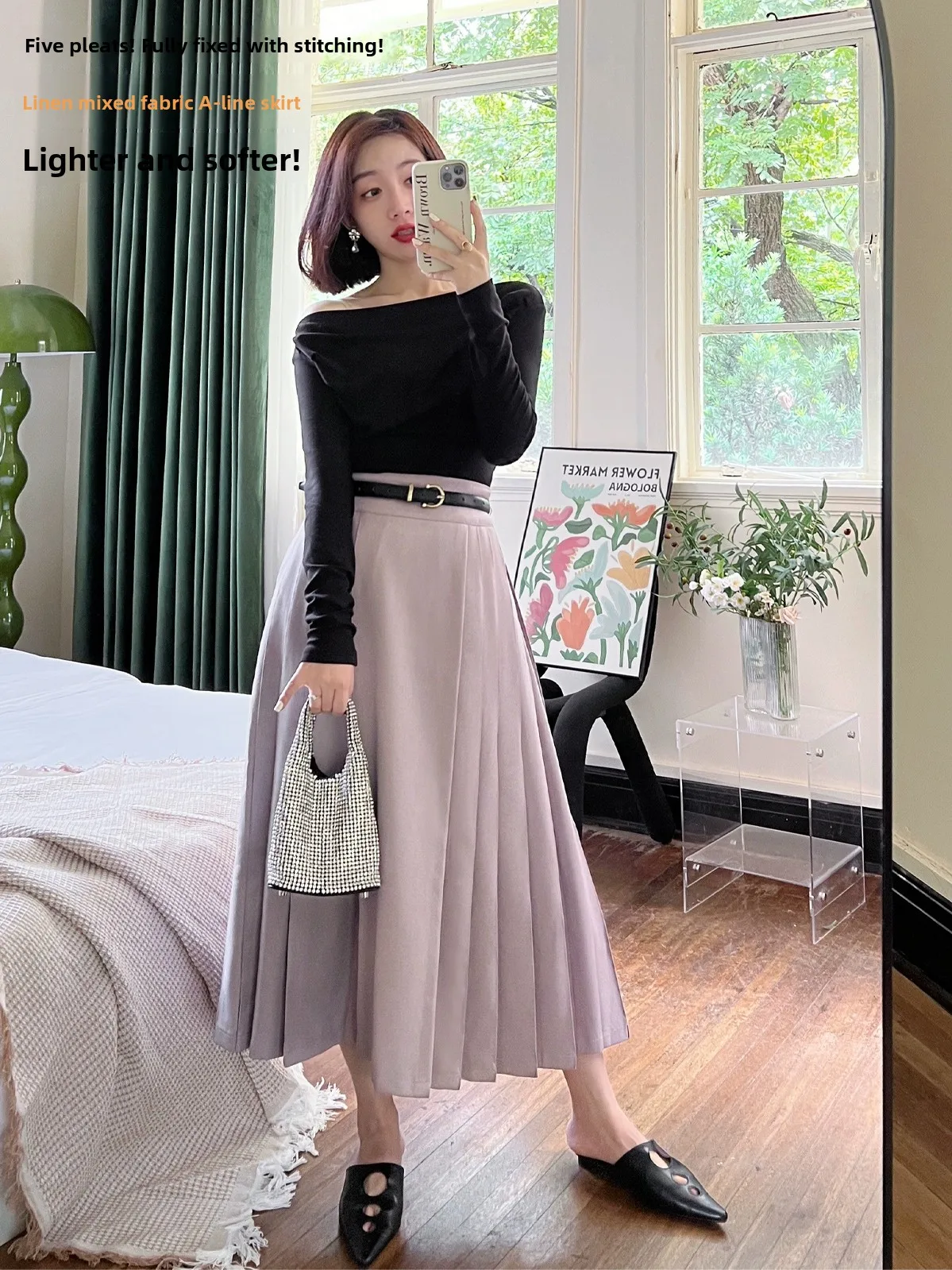 

Forest Dance Improved Manin Collar Skirt Long f-length Linen Women's Skirt Commuter Hanfu Skirt Polyester Blend