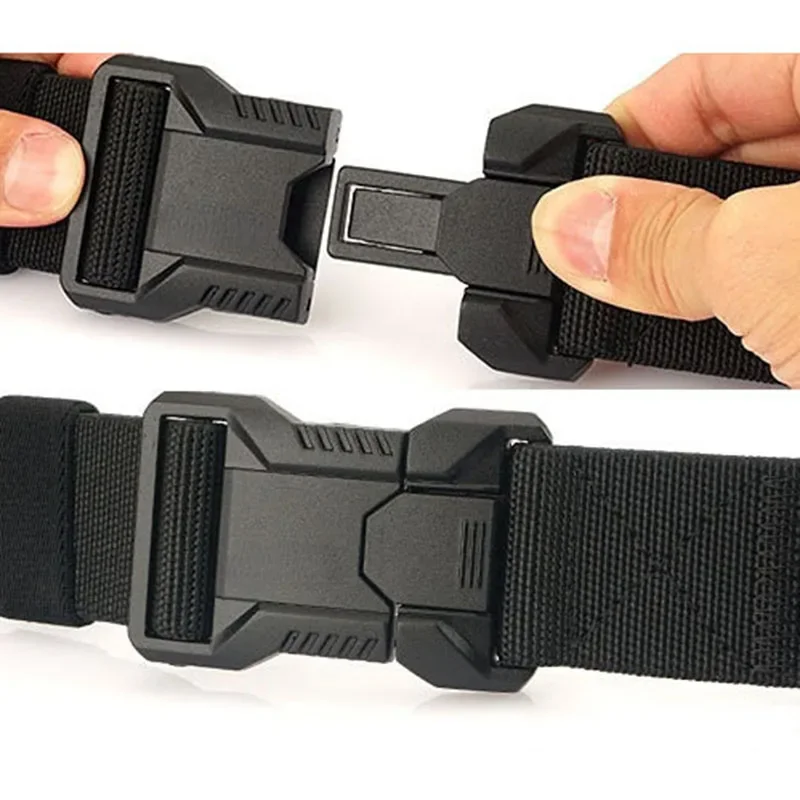 New Aluminum Alloy Quick Release Pluggable Buckle Elastic Belts for Men Durable Tactical Belt Cowboy Outdoor Army Belt Hunting